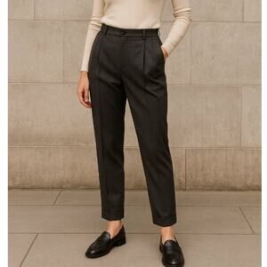 Nili Lotan 8 High Rise $575 Straight Leg Virgin Wool Dress Pants Crop Gray NWT